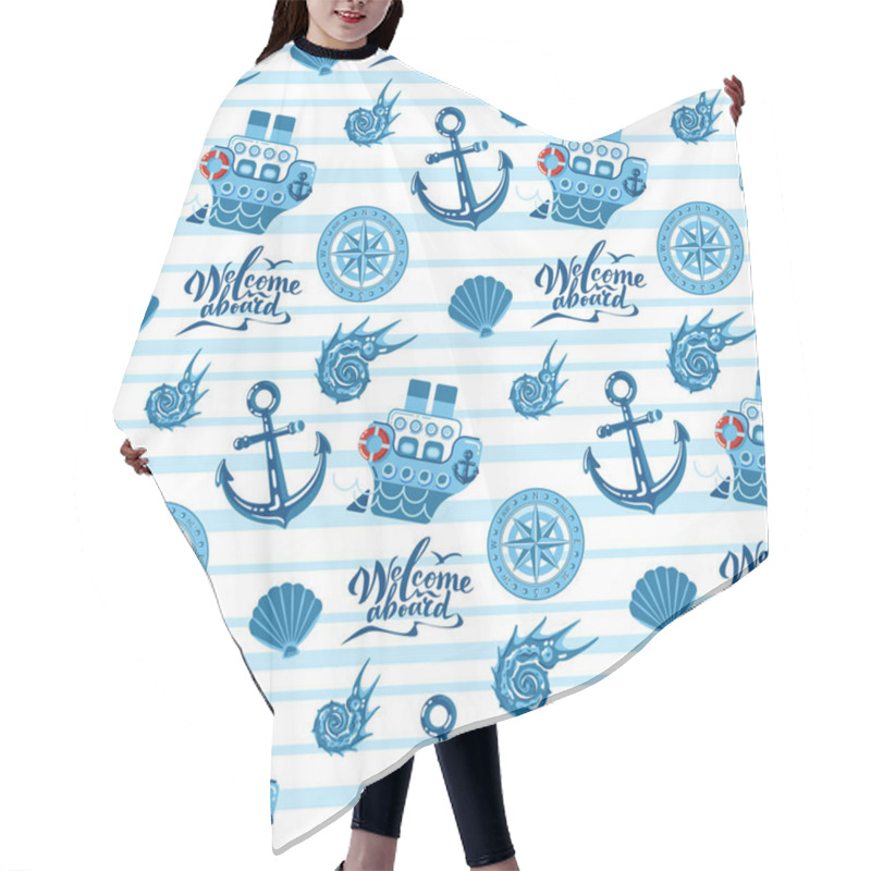 Personality  Sea Pattern In Flat Style Hair Cutting Cape