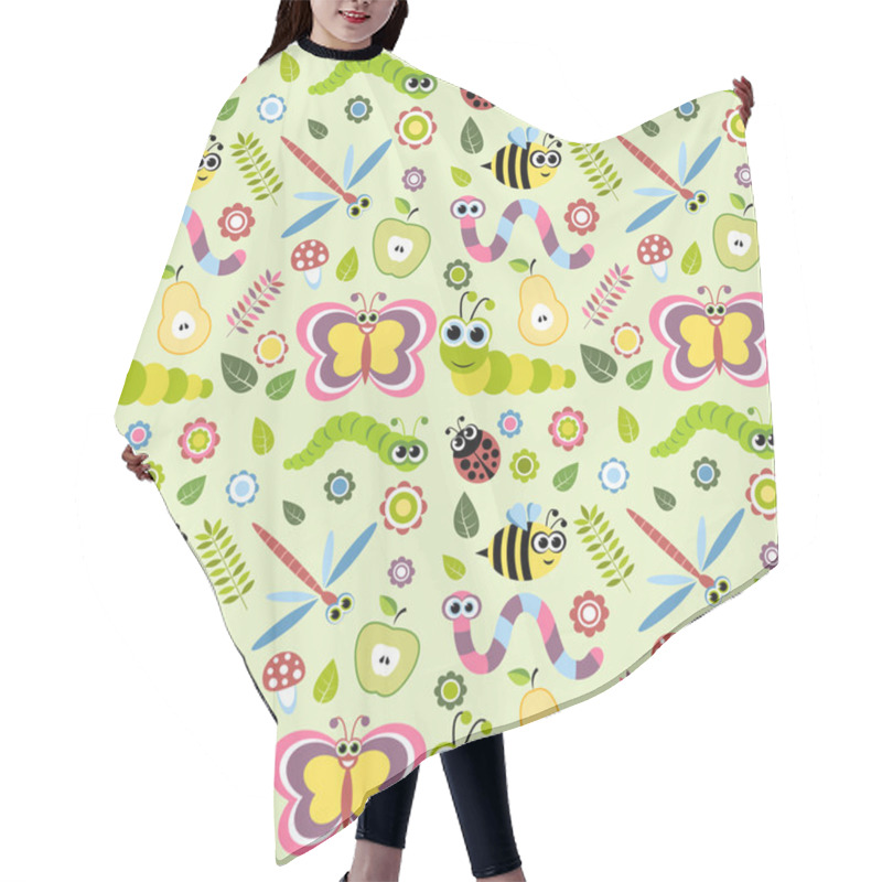 Personality  Pattern With Cartoon Insects Hair Cutting Cape