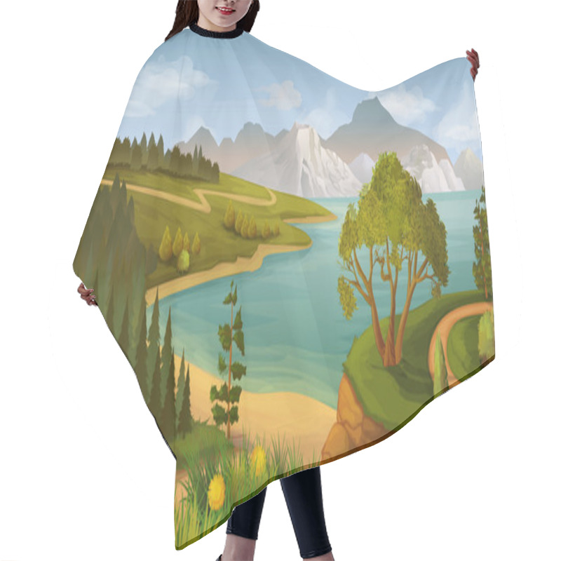 Personality  Nature Landscape, Sea Bay, Vector Background Hair Cutting Cape