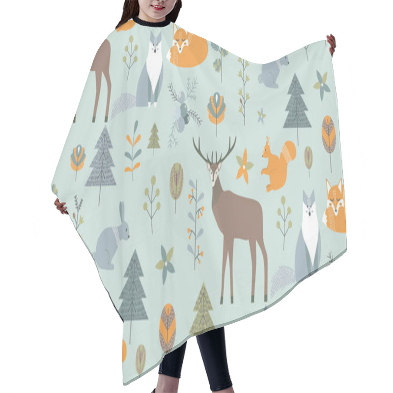 Personality  Seamless Pattern In Scandinavian Style. Hair Cutting Cape