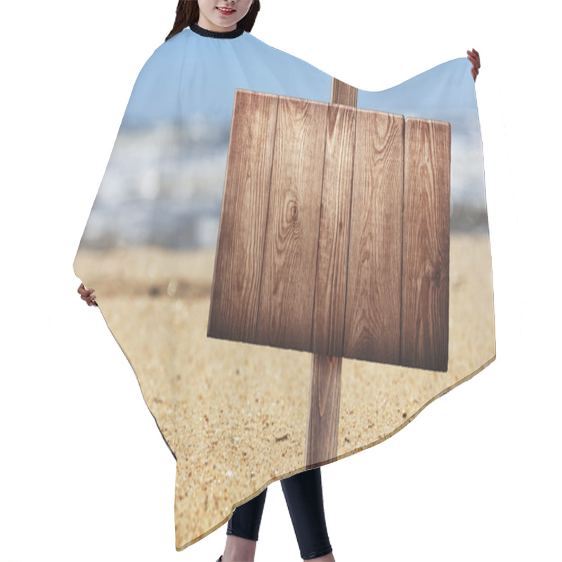 Personality  Wooden Signboard On Tropical Beach Hair Cutting Cape