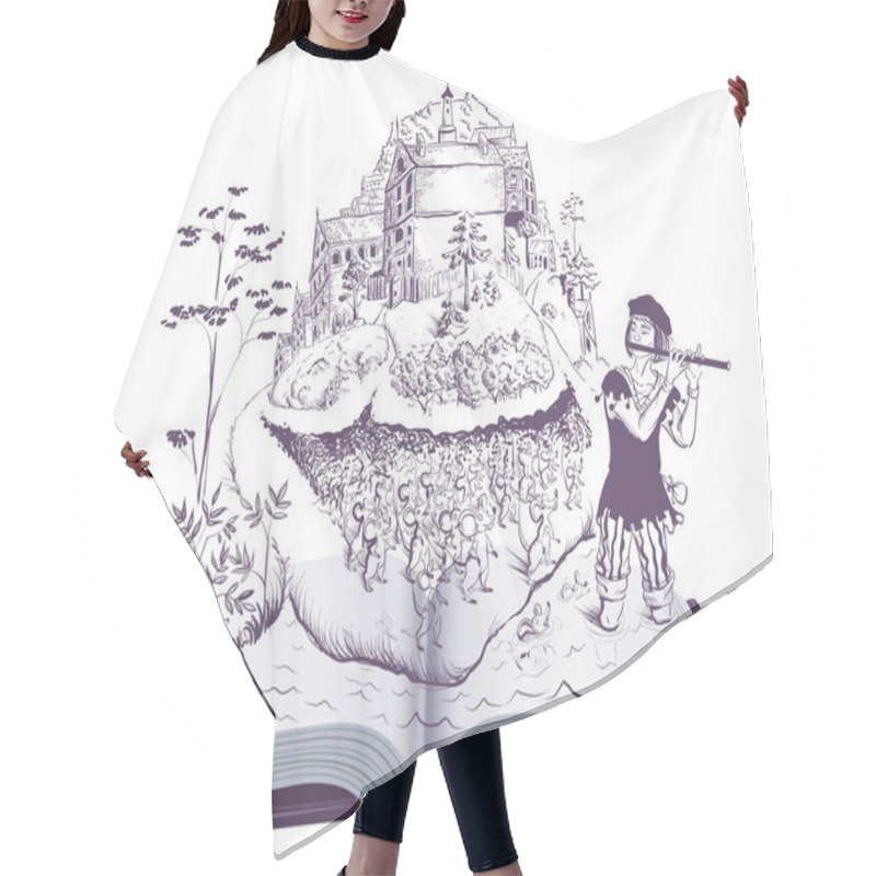 Personality  Pied Piper Of Hamelin Open Book Illustration Fairy Tale Hair Cutting Cape