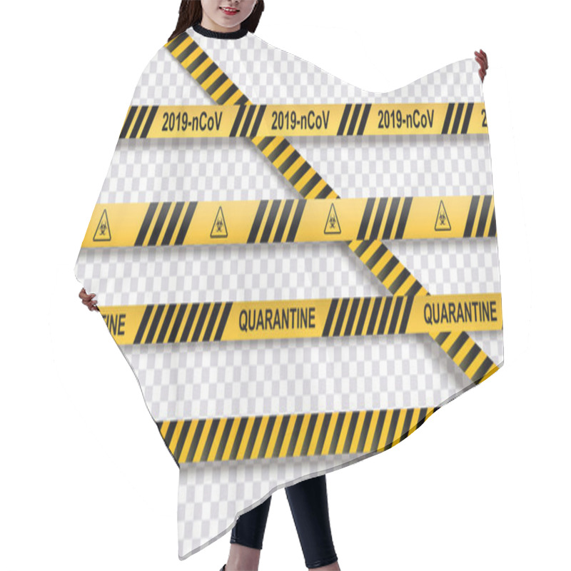 Personality  Warning Of Yellow And Black Stripes Quarantine Coronavirus. Isolated On Transparent Background. Attention Quarantine.Vector Illustration Hair Cutting Cape