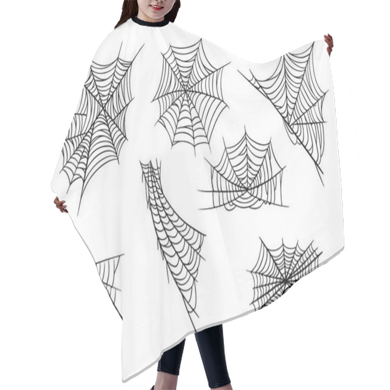 Personality  Spider Web Hand Drawn Monochrome Illustrations Set Hair Cutting Cape