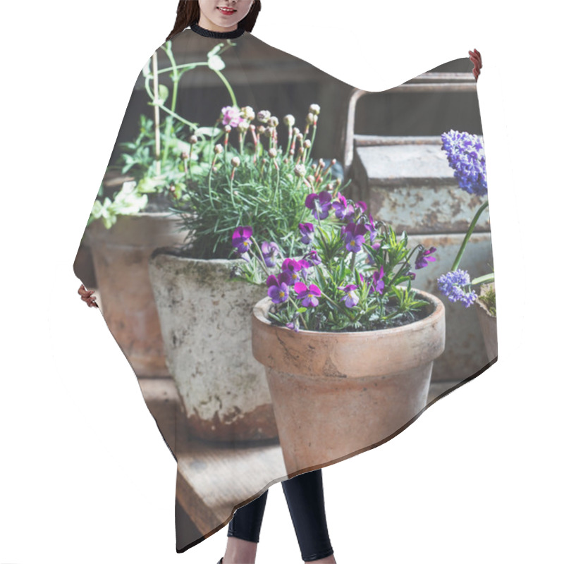 Personality  Spring Flowers In Flowerpots Hair Cutting Cape