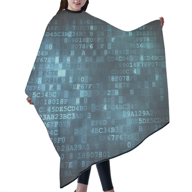 Personality  Technology Concept: Hex-code Digital Background Hair Cutting Cape