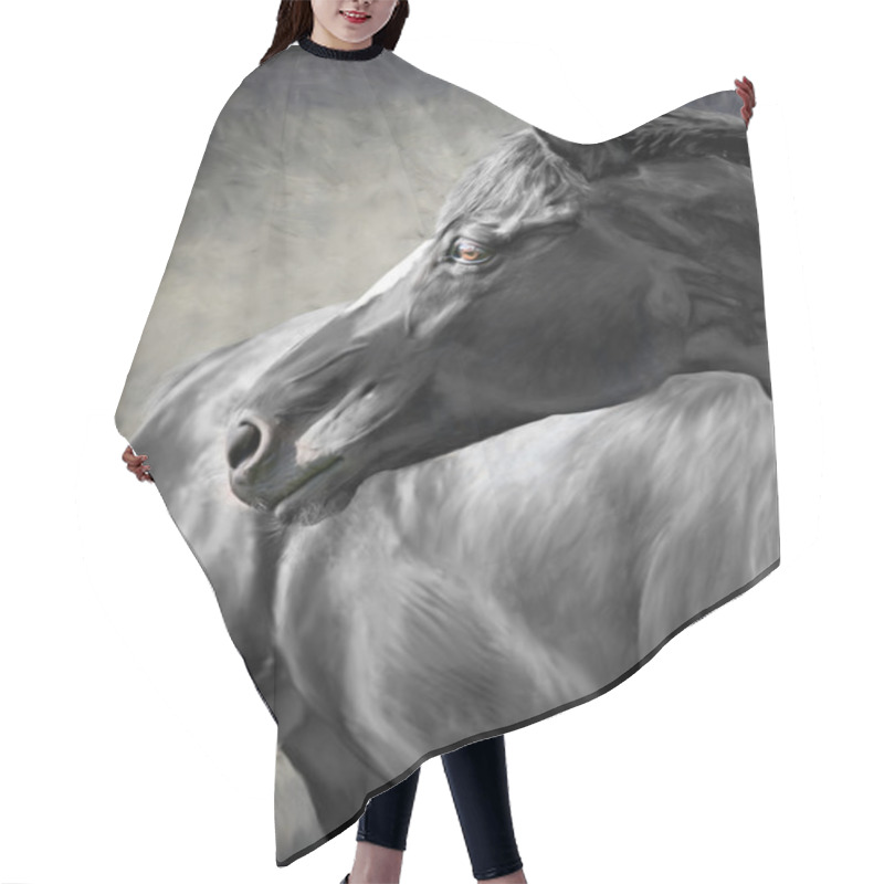 Personality  Black Horse Hair Cutting Cape