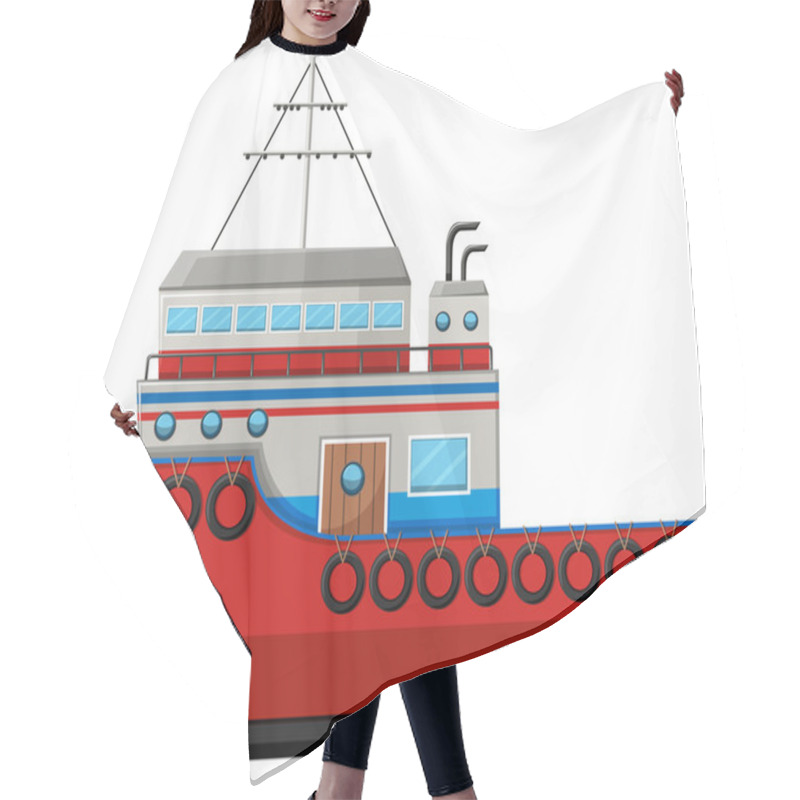 Personality  Fishing Boat On White Background Hair Cutting Cape