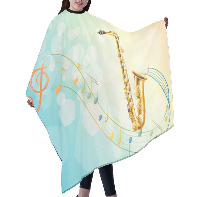 Personality  A Saxophone And The Musical Symbols Hair Cutting Cape