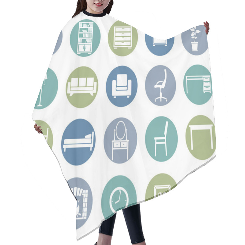 Personality  Set Of Furniture Icons Hair Cutting Cape