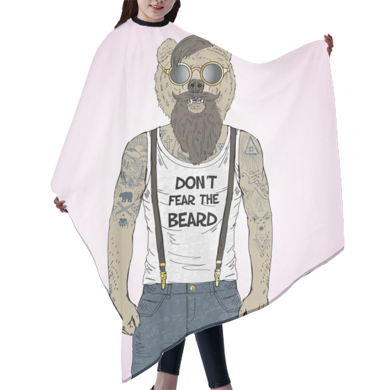 Personality  Bearded Bear Hipster Hair Cutting Cape