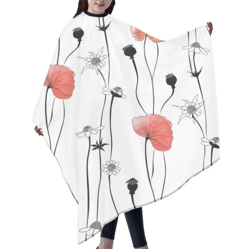 Personality  Pattern In The Form Of Poppies Hair Cutting Cape