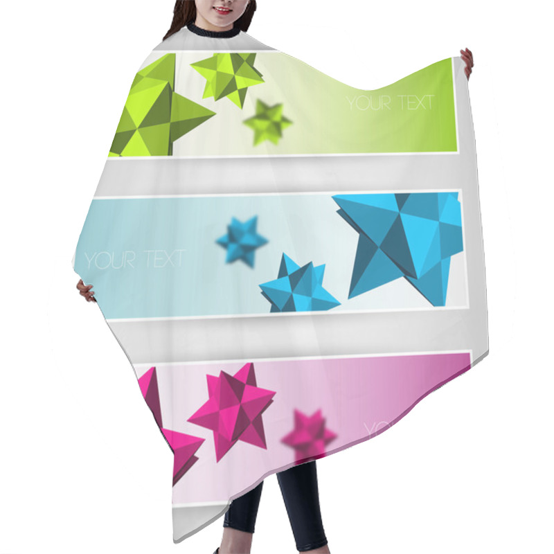 Personality  Vector Banners With Abstract Elements. Hair Cutting Cape