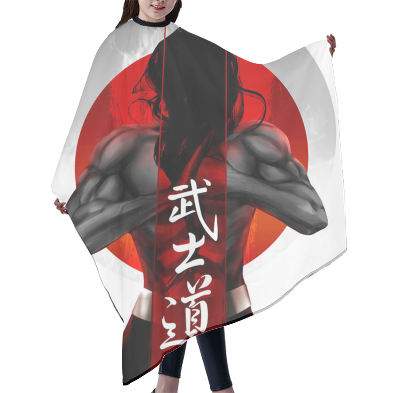 Personality  Samurai Standing Pose Hair Cutting Cape