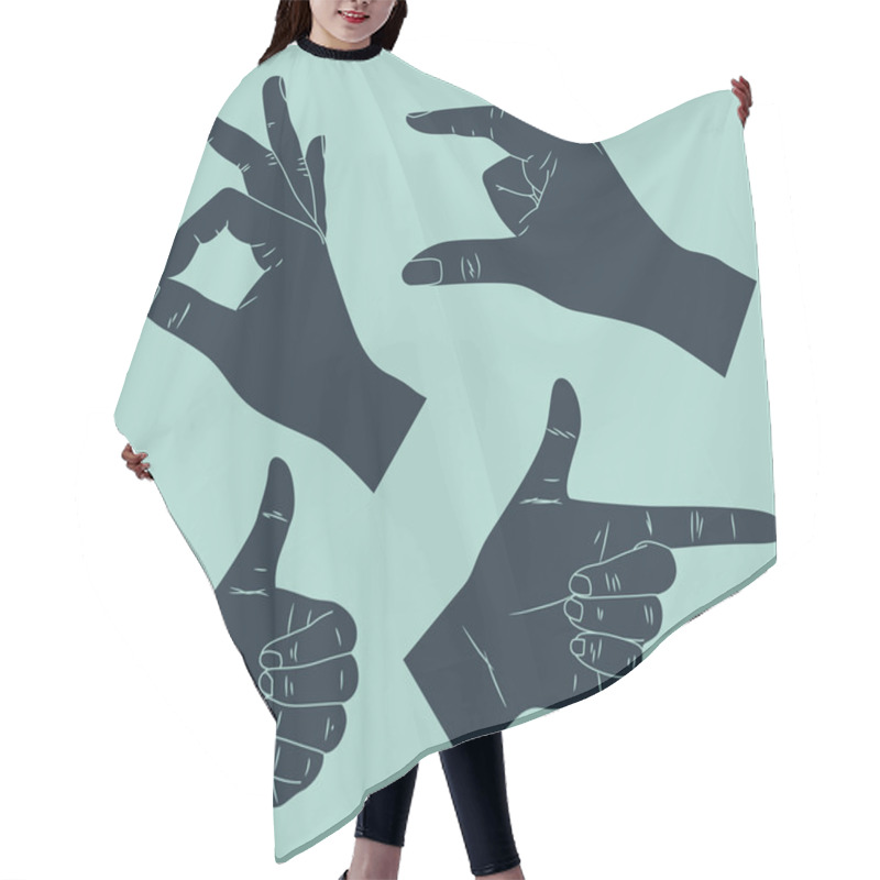 Personality  Human Hand With Various Gestures Hair Cutting Cape