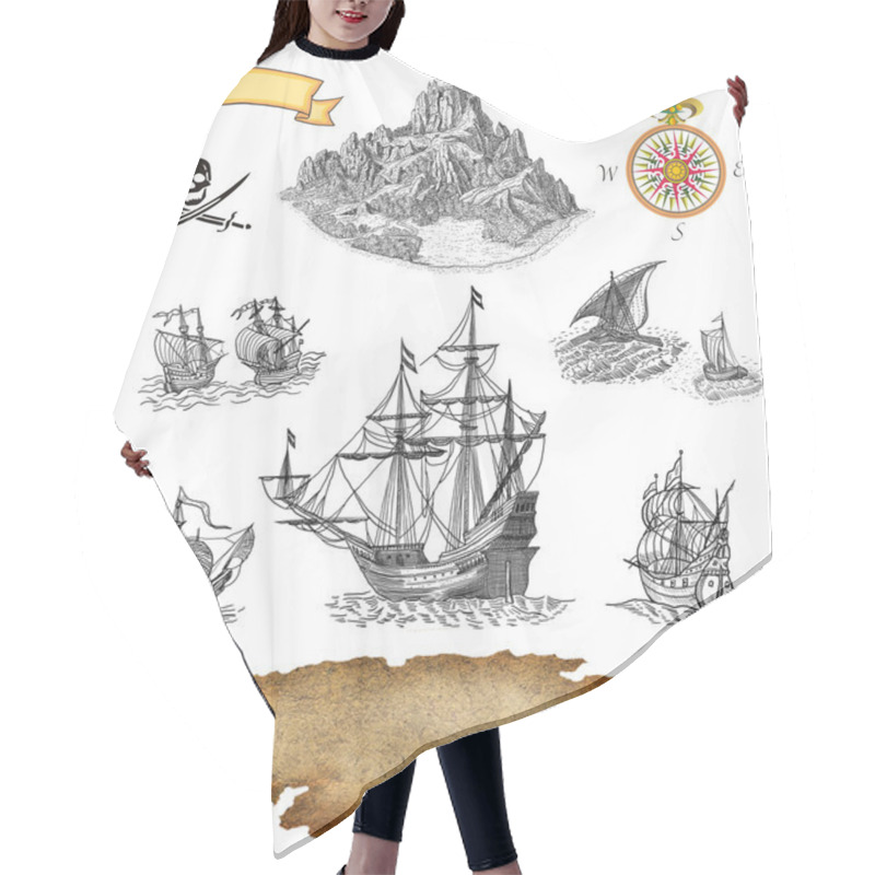 Personality  Old Pirate Map Icon Hair Cutting Cape