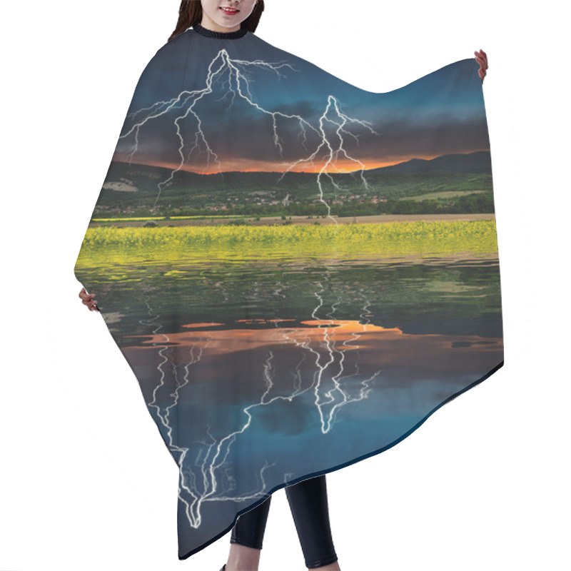 Personality  Storm With Lightning Hair Cutting Cape