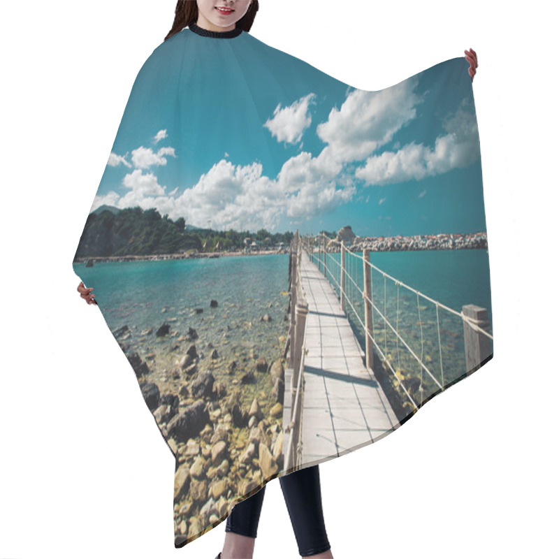 Personality  Wooden Bridge - Sea, Summer. Hair Cutting Cape