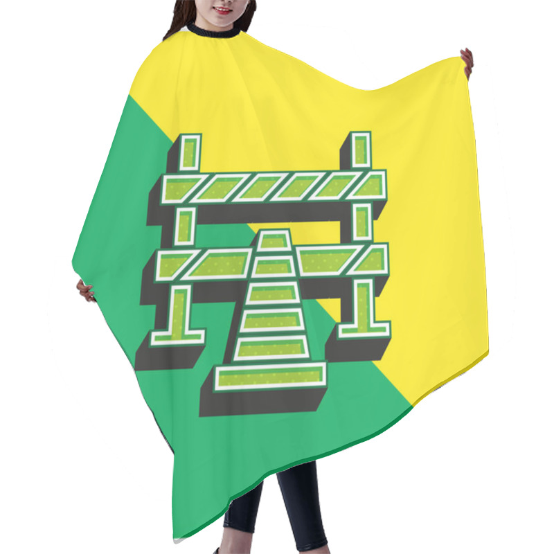 Personality  Barrier Green And Yellow Modern 3d Vector Icon Logo Hair Cutting Cape