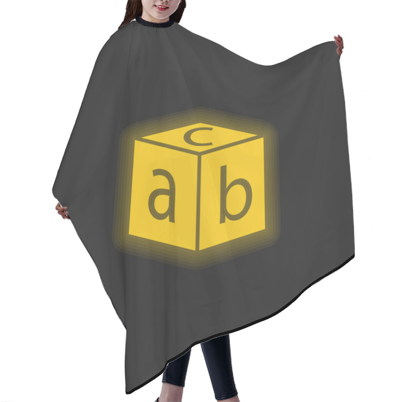 Personality  Block With Letters Yellow Glowing Neon Icon Hair Cutting Cape