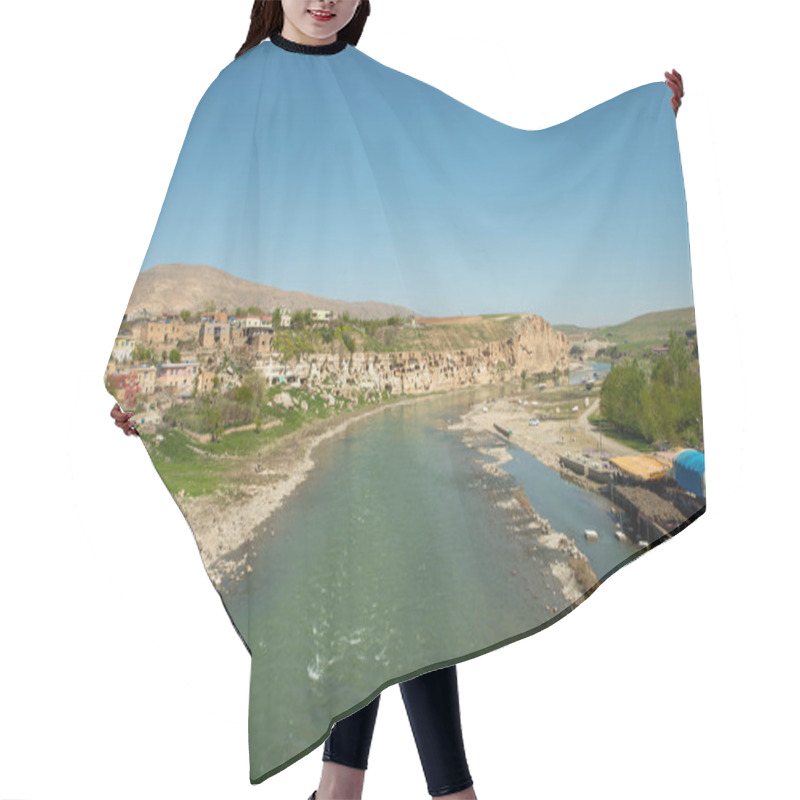 Personality  Waters Of The Tigris River As It Passes Through The City Of Hasankeyf With A Cliff Full Of Caves In An Area Of Mesopotamia Hair Cutting Cape