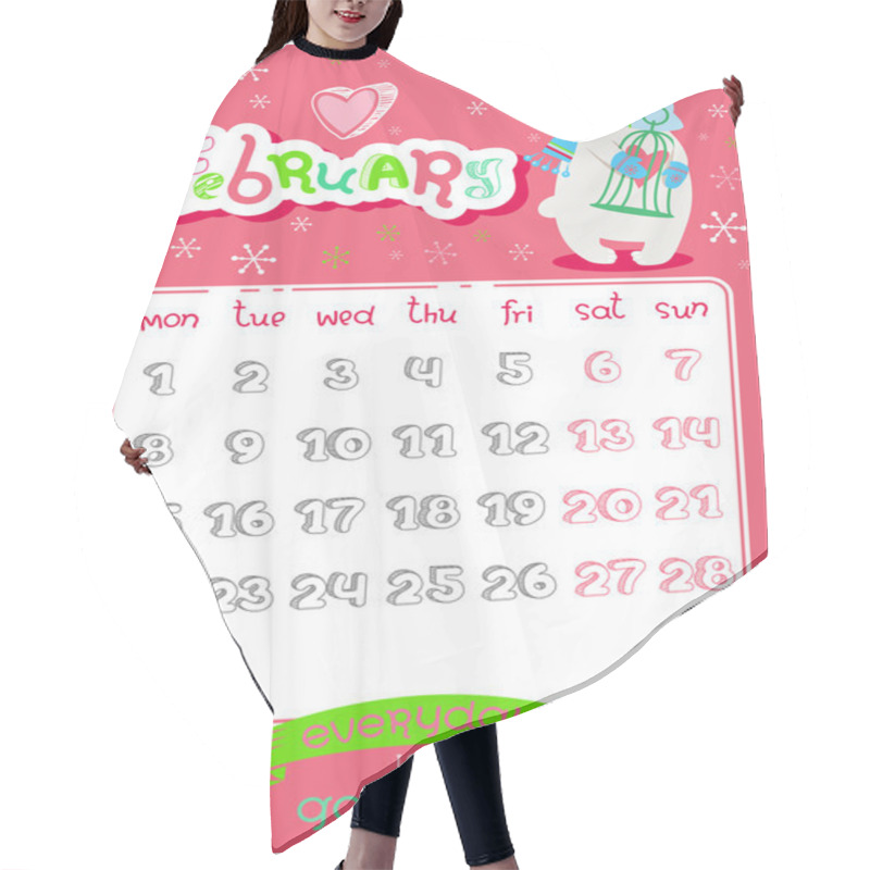 Personality  Calendar Page, February 2016 Hair Cutting Cape