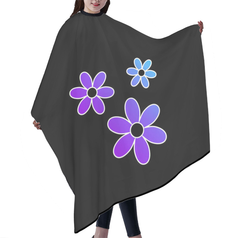 Personality  3 Flowers Blue Gradient Vector Icon Hair Cutting Cape