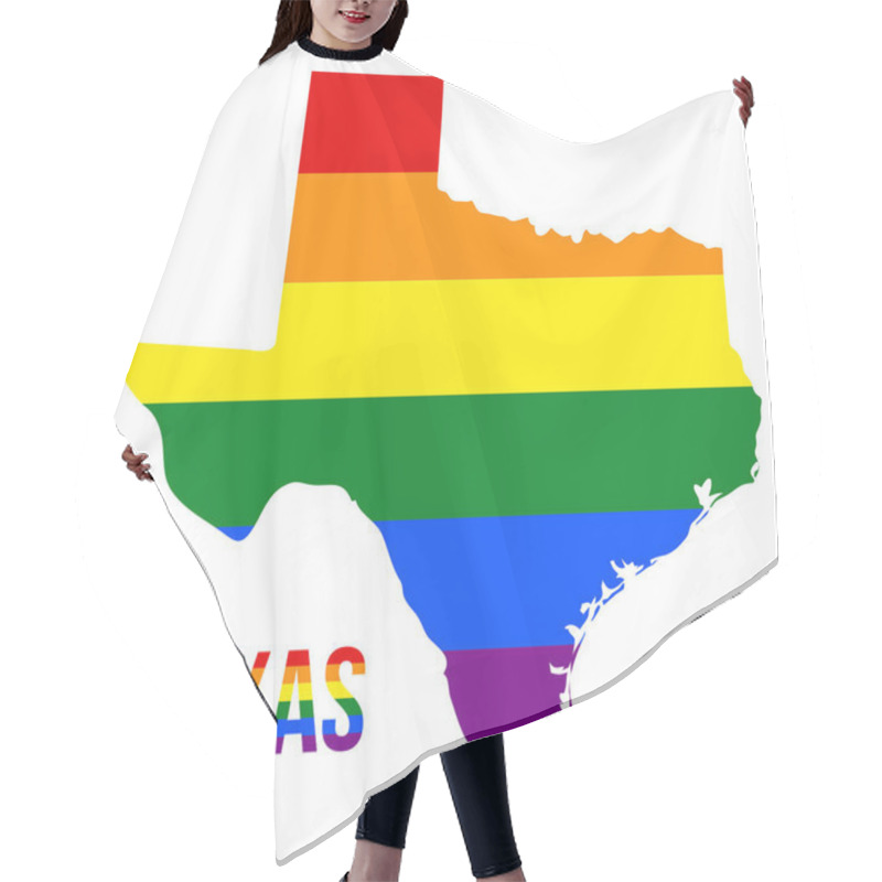 Personality  Texas State Map In LGBT Rainbow Flag Comprised Six Stripes With Texas LGBT Text Hair Cutting Cape