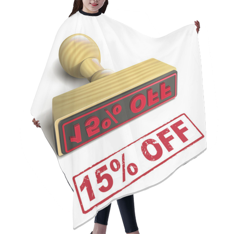 Personality  Stamp 15 Percent Off With Red Text On White Hair Cutting Cape