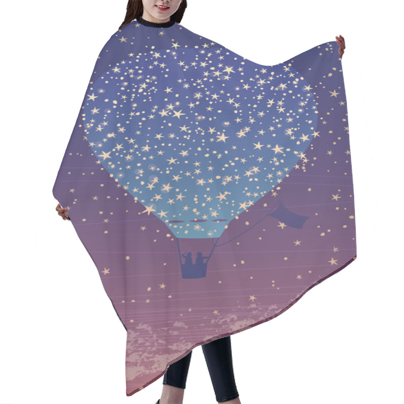 Personality  Air Balloon In The Night Sky Hair Cutting Cape