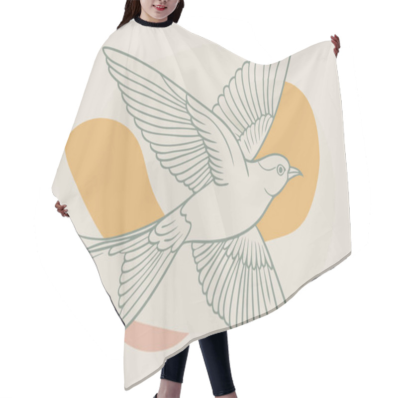 Personality  Stylized Flying Bird Illustration Highlighting Freedom And Grace Hair Cutting Cape