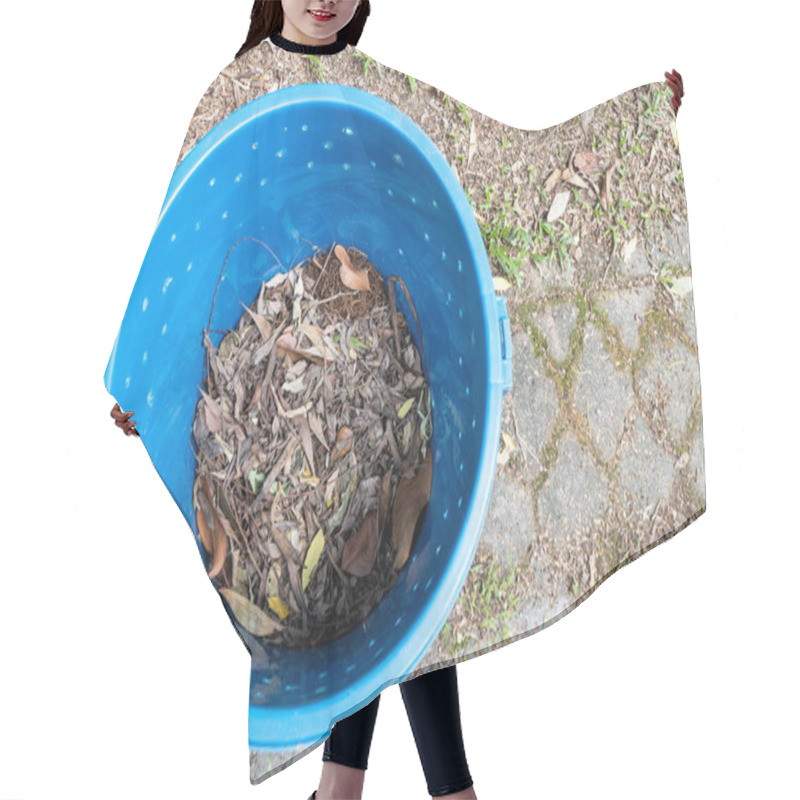 Personality  Overhead View Of Compost Bin With Dried Leaves As Brown Material, One Of The Ingredients For Compost Soil Hair Cutting Cape