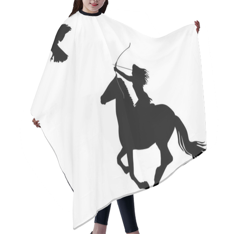 Personality  Silhouette Of An Amazon Warrior Woman Riding A Horse With Bow An Hair Cutting Cape