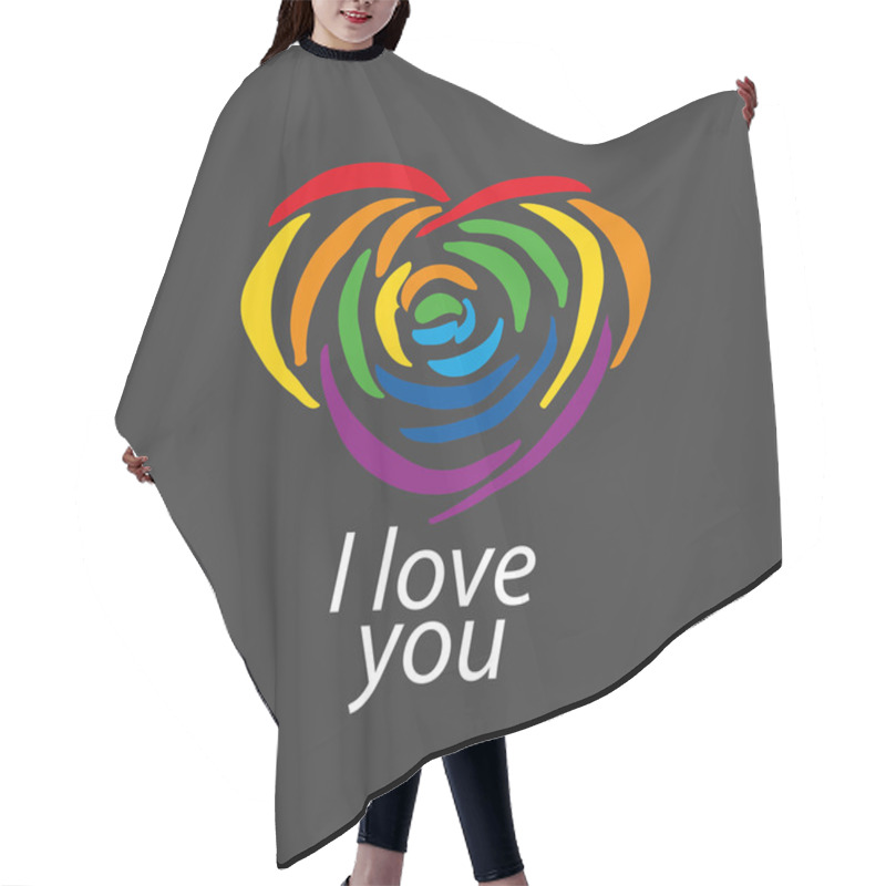 Personality  Logo Heart And Rainbow Hair Cutting Cape