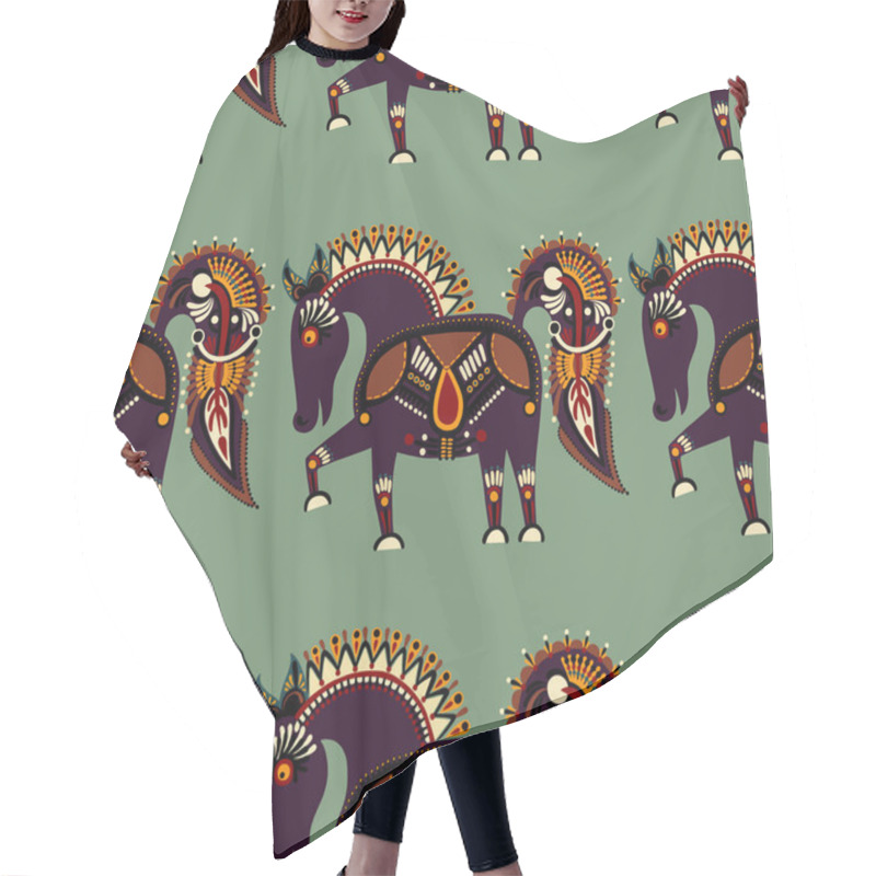 Personality  Ethnic Seamless Pattern Fabric With Unusual Tribal Animal Hair Cutting Cape