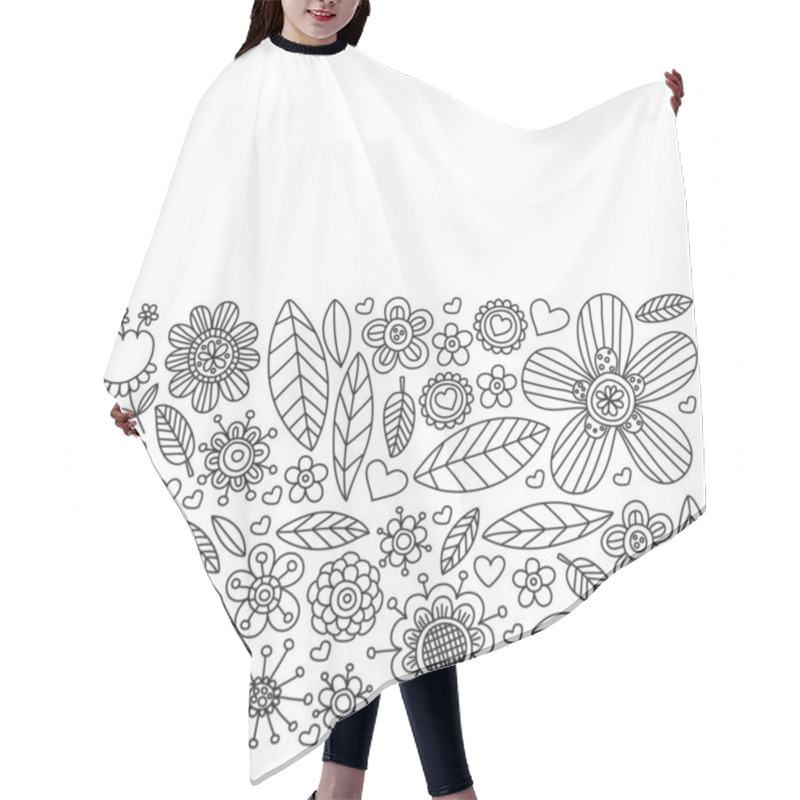 Personality  Vector Pattern With Doodle Flowers And Leaves Hair Cutting Cape