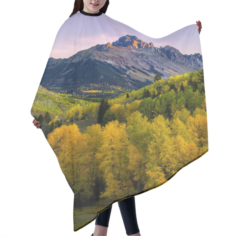 Personality  Sunset Alpine Glow On Mt Wilson With Golden Aspen In The Valley Hair Cutting Cape