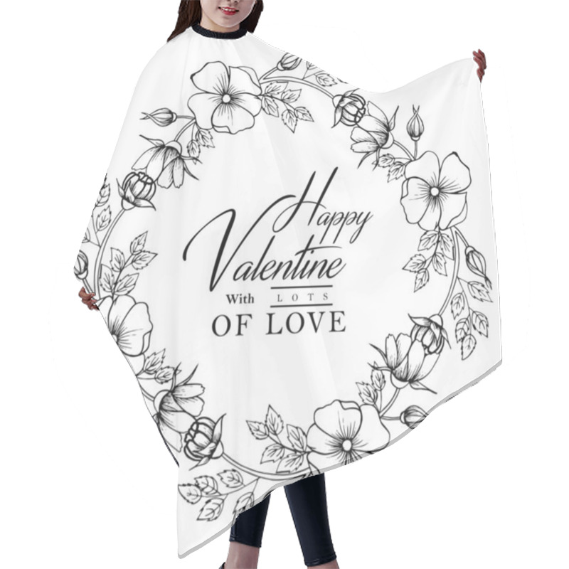 Personality  Hand Drawn Black And White Valentine Floral Wreath Hair Cutting Cape