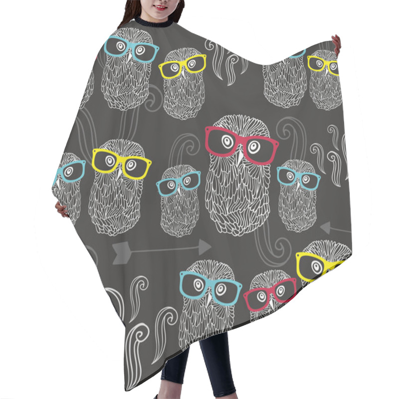 Personality  Seamless Pattern With Cute Owls Hair Cutting Cape