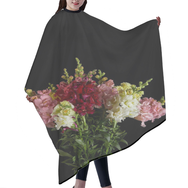 Personality  Bouquet Of Beautiful Fresh Flowers With Buds Isolated On Black Background   Hair Cutting Cape