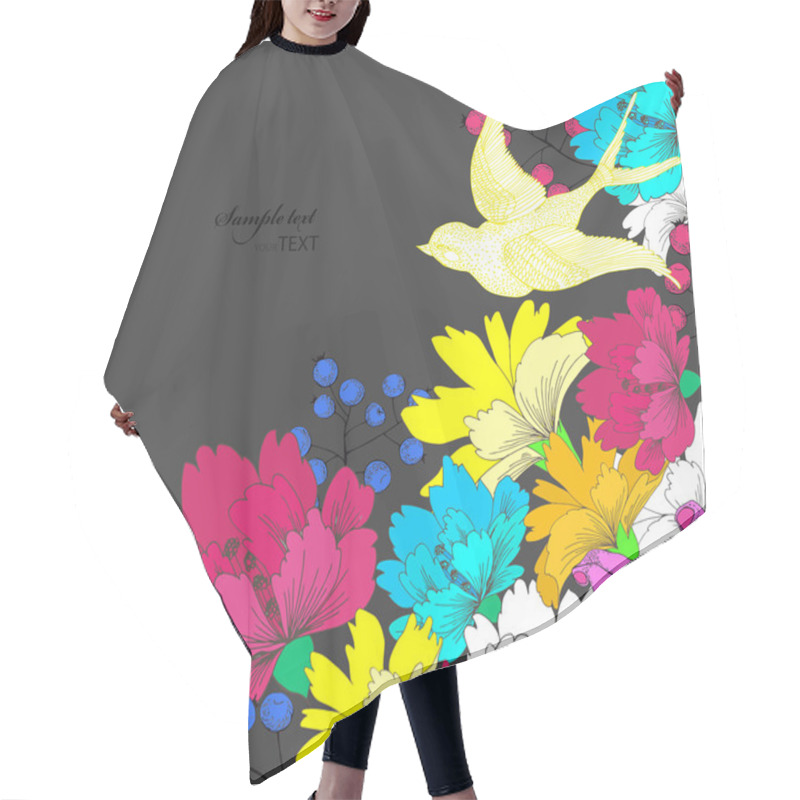 Personality  Swallow With Flowers And Berries Background Hair Cutting Cape