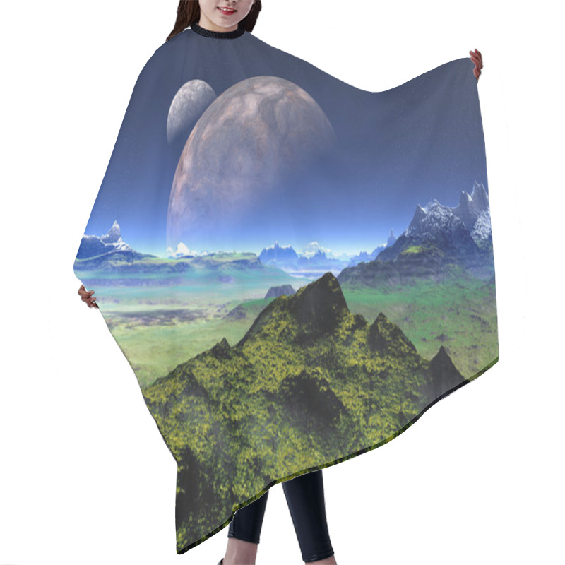 Personality  3D Rendered Fantasy Alien Landscape - 3D Illustration Hair Cutting Cape