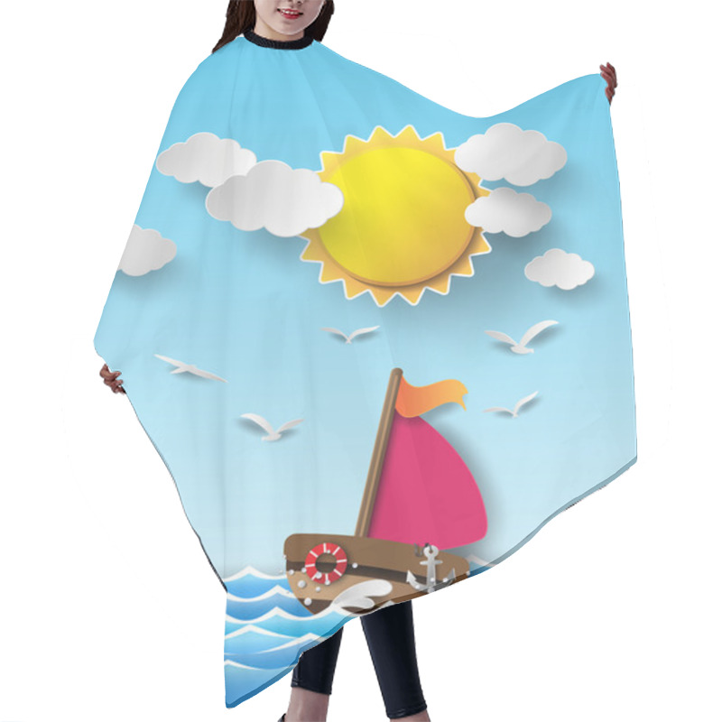 Personality  Sailing Boat And Clouds Hair Cutting Cape