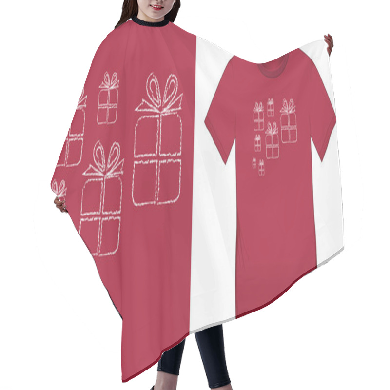 Personality  Gift Chalk Pattern, Christmas Motif Image, Graphic Design For T-shirts, Blank Template Hair Cutting Cape