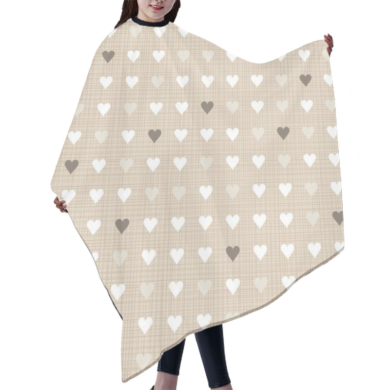 Personality  Delicate Light Little Hearts Regular Geometric Elements In Rows On Beige Background Seamless Pattern Hair Cutting Cape