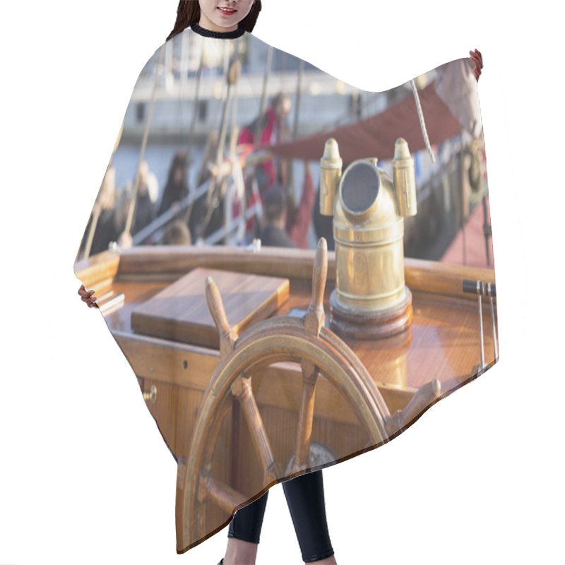 Personality  Steering Wheel Of An Old Wooden Sailing Ship Hair Cutting Cape