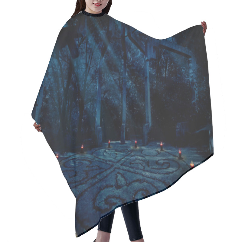 Personality  Old Paganist Temple In Night Forest Hair Cutting Cape