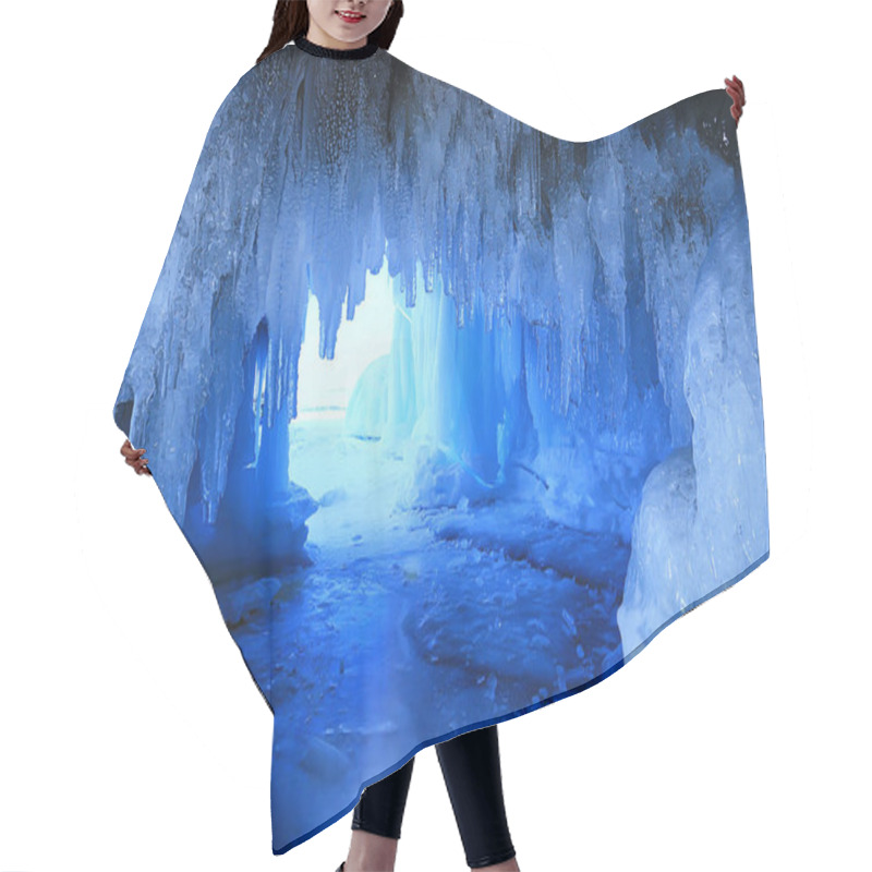 Personality  Ice Cave Winter Frozen Nature Background Landscape Hair Cutting Cape