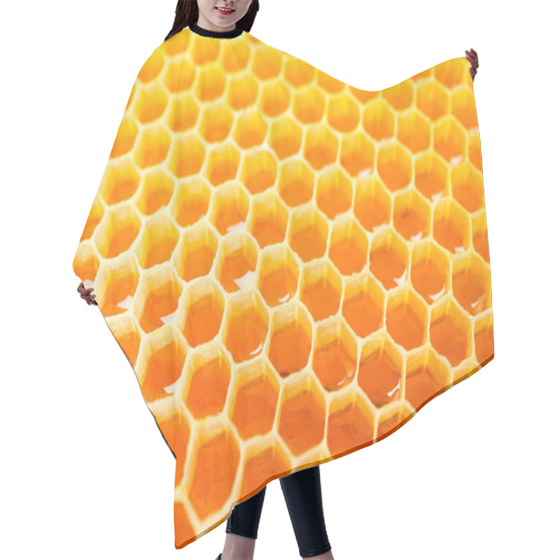 Personality  Honeycombs With Sweet Golden Honey On Whole Background, Close Up Hair Cutting Cape