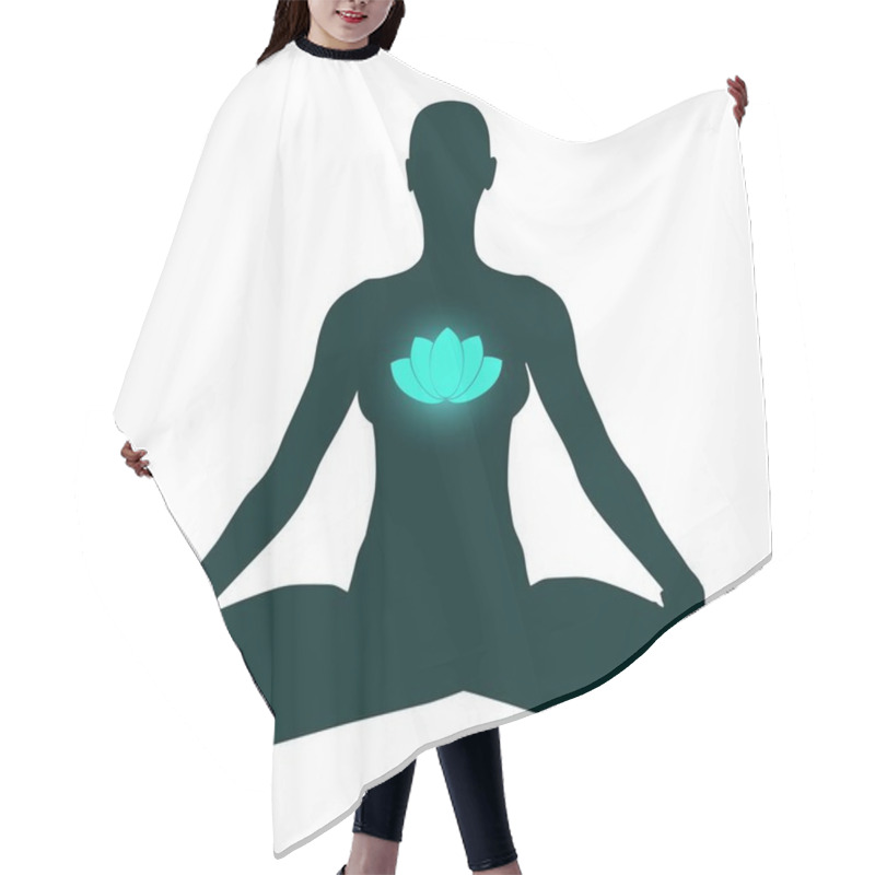 Personality  Woman Meditation Concept. Hair Cutting Cape